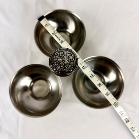 MCM 3 Bowl Condiment Relish Dish with Handle International Decorator Stainless - Picture 10 of 11